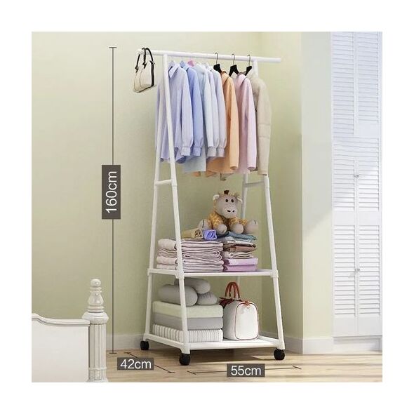 رف تعليق الملابس المتنقل مع رفوف تخزين أسود - الصورة 2