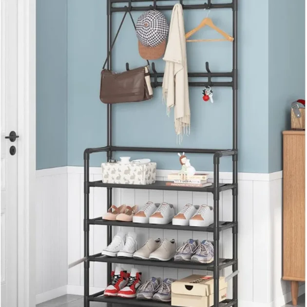 حامل ومنظم الملابس والأحذية ب 4 رفوف