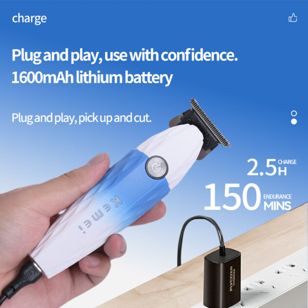 Tondeuse à cheveux électrique sans fil rechargeable pour hommes KEMEI KM-1690 - الصورة 5