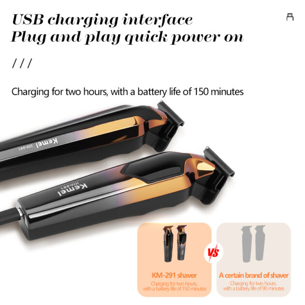 Tondeuse à cheveux électrique sans fil rechargeable pour hommes KEMEI KM-291 - الصورة 4