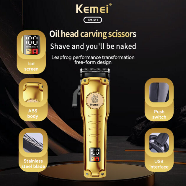 Tondeuse à cheveux électrique sans fil rechargeable pour hommes KEMEI KM-511 - الصورة 4