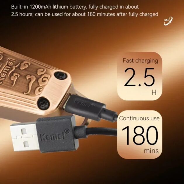 Tondeuse à cheveux électrique sans fil rechargeable pour hommes KEMEI KM-1576 - الصورة 6