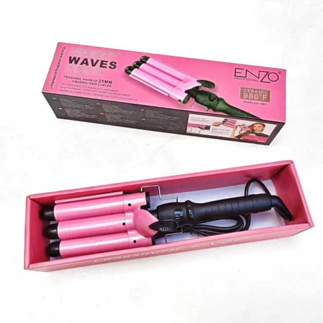 Boucleur Cheveux 3 Barils Céramique Chauffe Rapide ENZO EN-1967 - الصورة 5