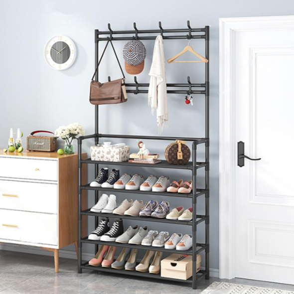حامل ومنظم الملابس والأحذية ب 5 رفوف أسود SH-05