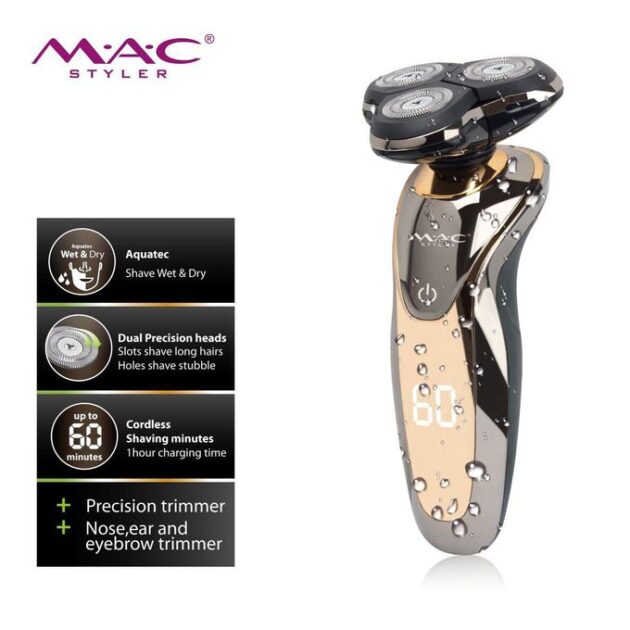 Rasoir électrique pour hommes sec/humide Triple Tête 3D MAC MC-8816 - الصورة 4