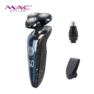 Rasoir électrique pour hommes Triple Tête 3D Bleu MAC MC-8817