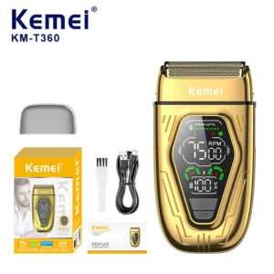 Rasoir Électrique Sans Fil 7500RPM 120Min d’Autonomie KEMEI KM-T360
