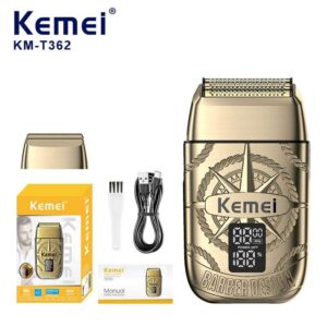 Rasoir Electrique Rechargeable 2 Lames 3 Vitesses KEMEI KM-T362