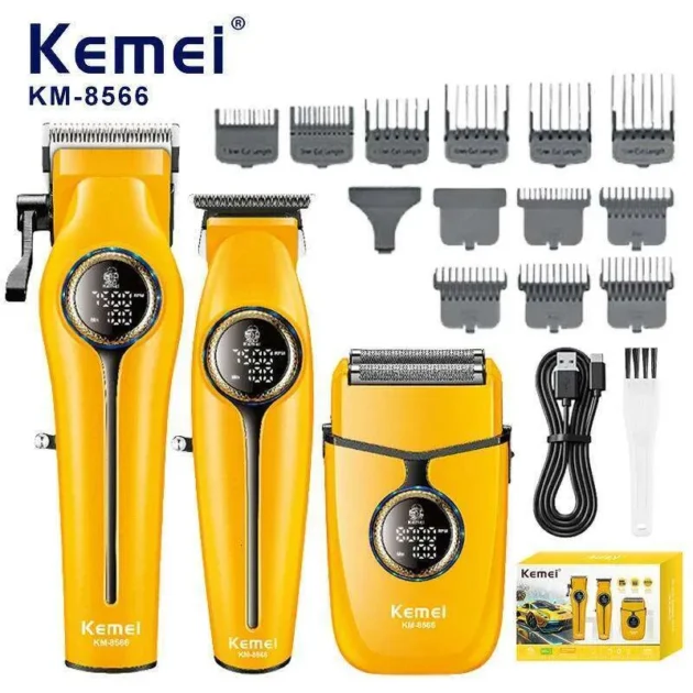 KIT Tondeuse à cheveux électrique sans fil rechargeable pour hommes KEMEI KM-8566