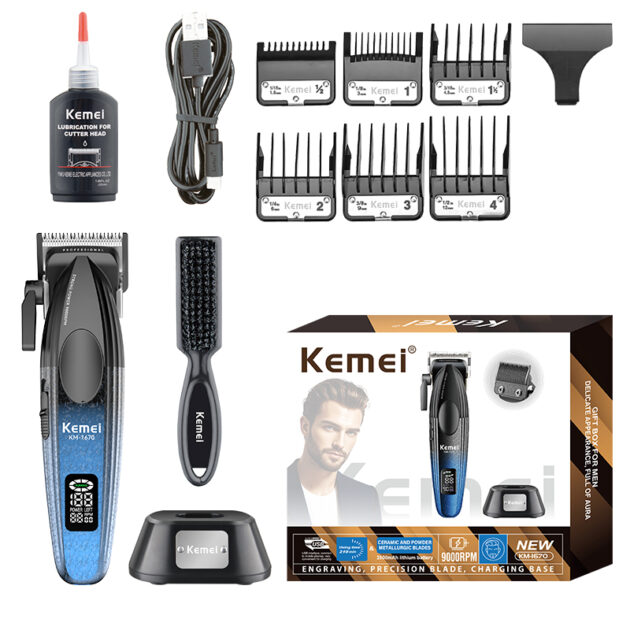 Tondeuse à cheveux électrique sans fil rechargeable pour hommes KEMEI KM-1670
