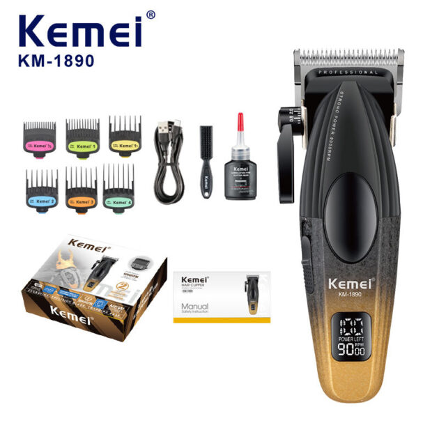 Tondeuse à cheveux électrique sans fil rechargeable pour hommes KEMEI KM-1890