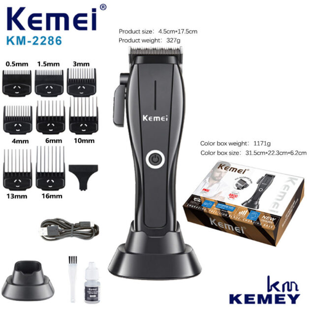 Tondeuse à cheveux électrique sans fil rechargeable pour hommes KEMEI KM-2286