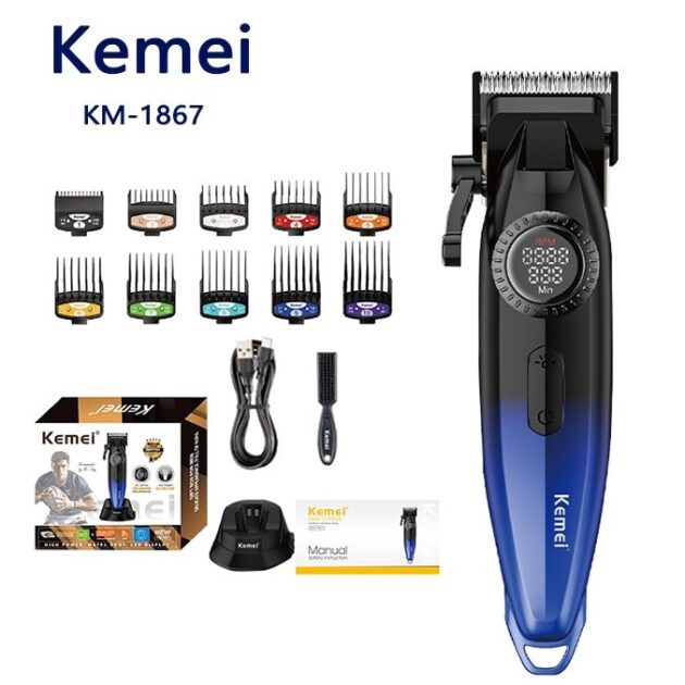 Tondeuse à cheveux électrique sans fil rechargeable pour hommes KEMEI KM-1867