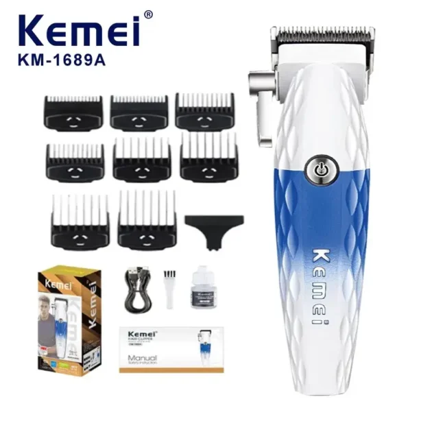 Tondeuse à cheveux électrique sans fil rechargeable pour hommes KEMEI KM-1689A